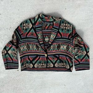 NEW IDENTITY Women’s Size XL Xlarge Jacket Western Aztec Tapestry Cotton Crop